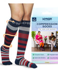 Sorgen® Cotton Compression Socks | Travel | Maternity | For Everyday Wear- Stripes
