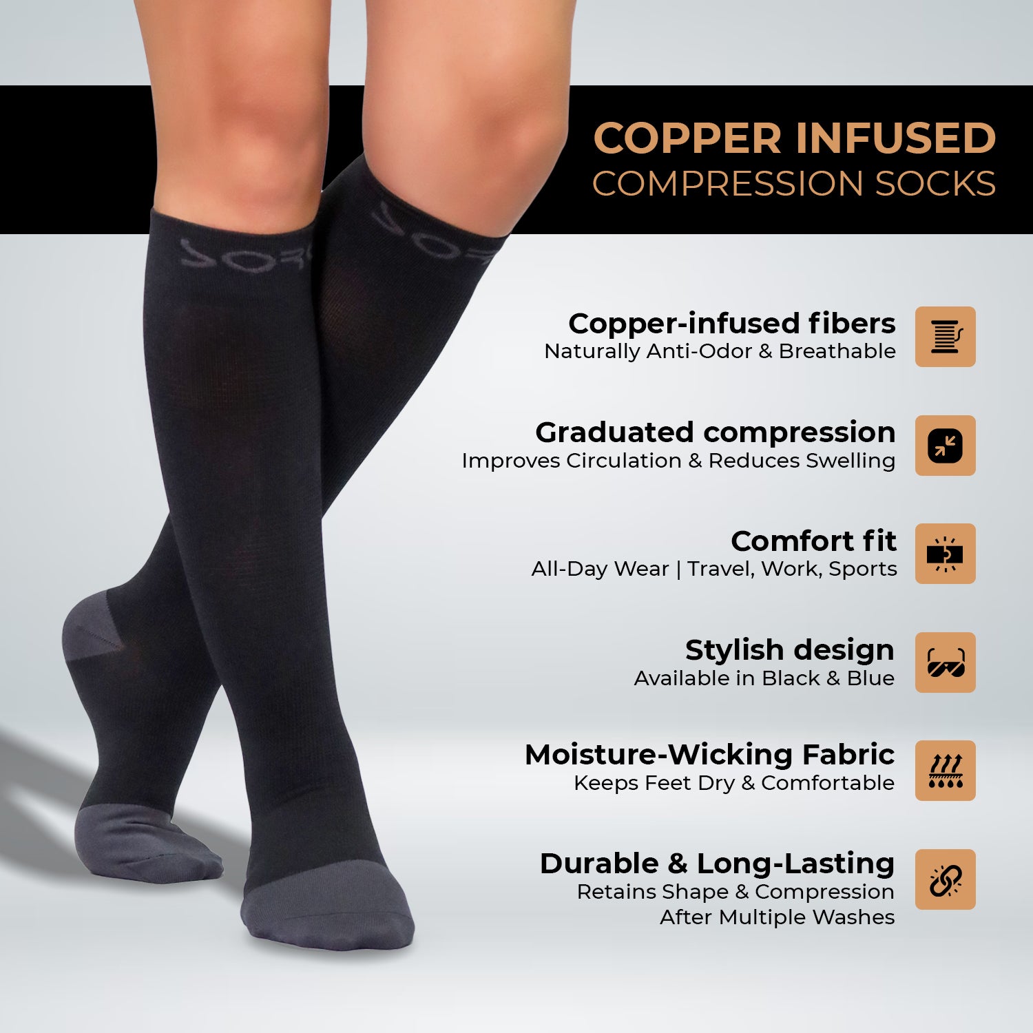 Buy Copper Infused Compression Socks For Women &amp; Men – Sorgen.Co