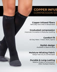 Sorgen® Copper Infused Compression Socks | Travel | Maternity | For Everyday Wear Black