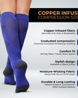 Sorgen® Copper Infused Compression Socks | Travel | Maternity | For Everyday Wear Blue