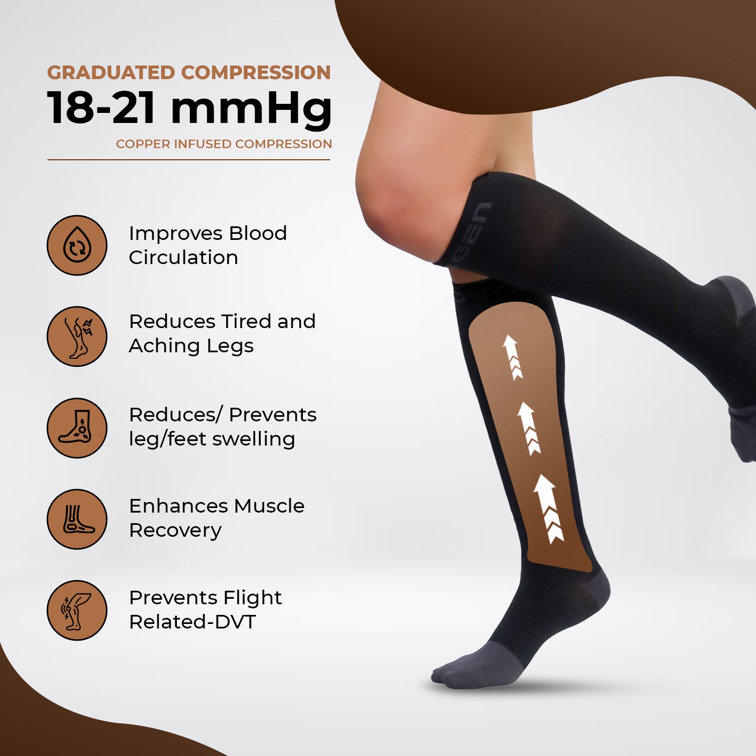 Sorgen® Copper Infused Compression Socks  | Travel | Maternity | For Everyday Wear Black