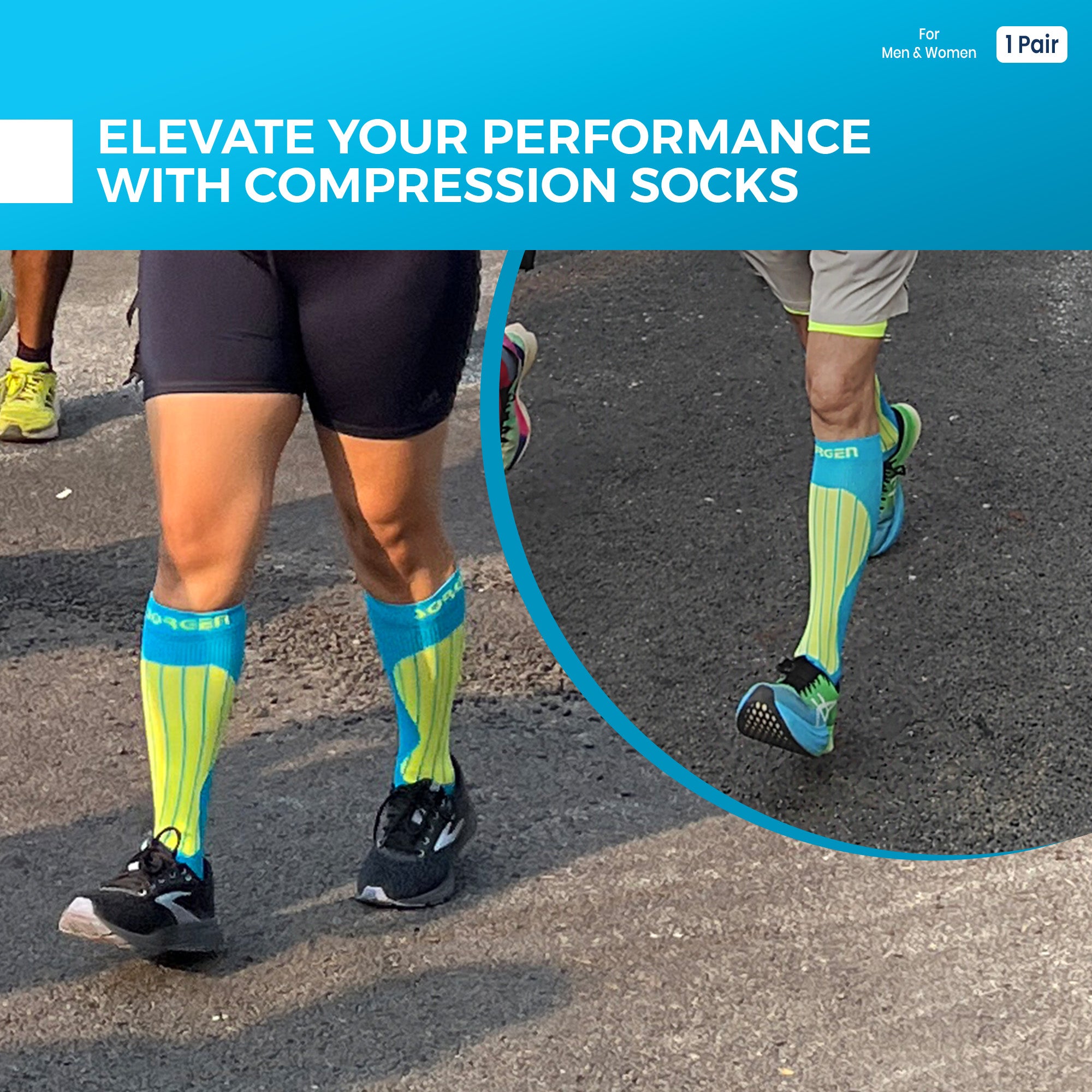 Sorgen® Compression Sports Socks Neon Blue