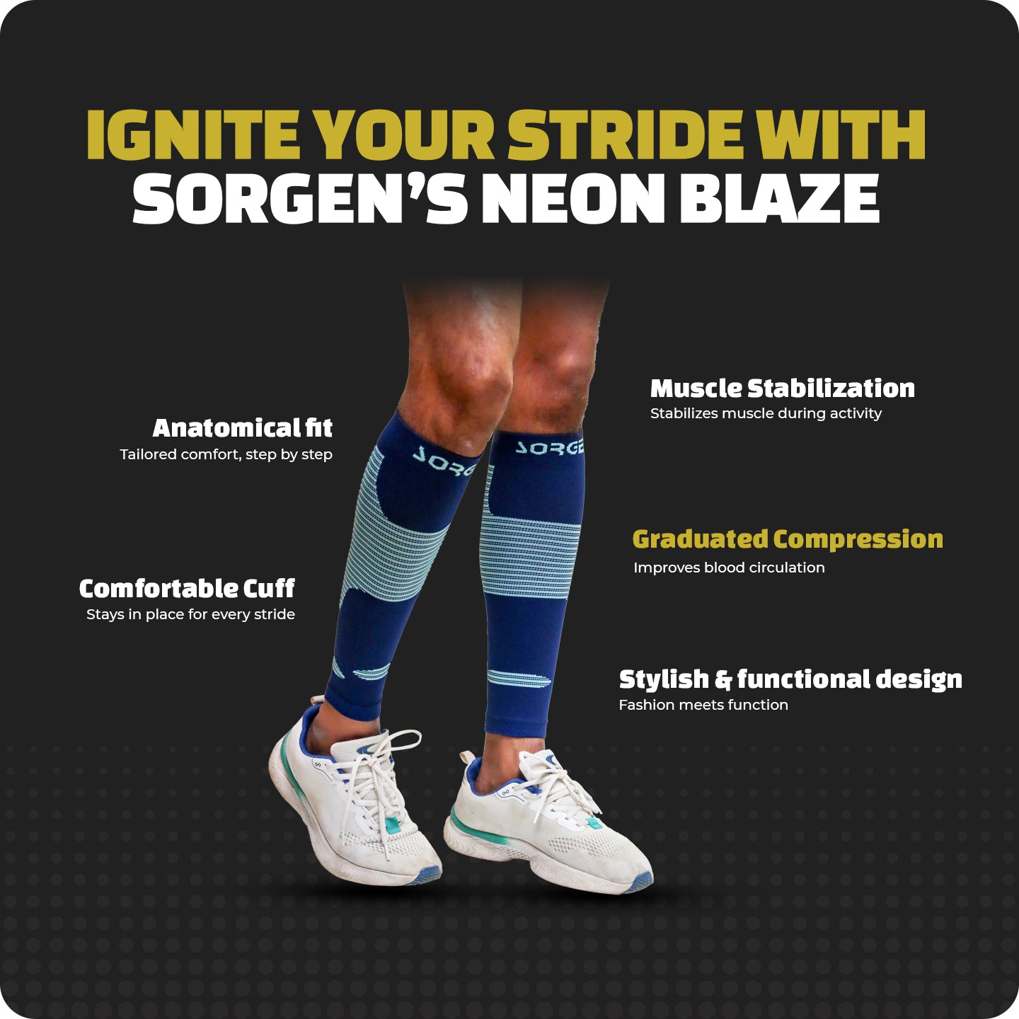 Sorgen® Performance Calf Sleeves Navy Blue