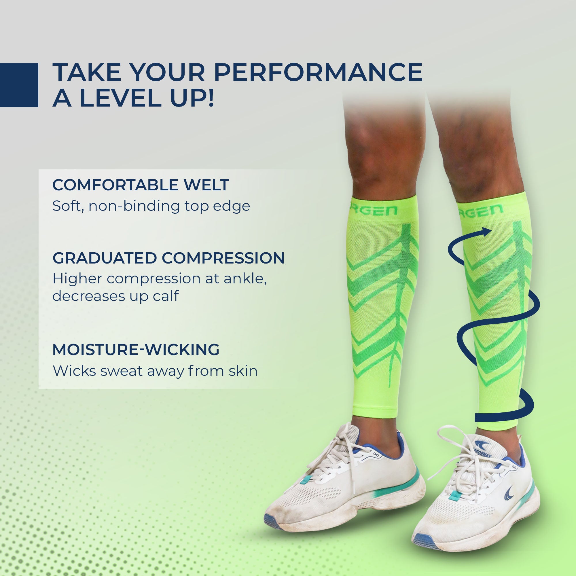 Sorgen® Performance Calf Sleeves Neon Green