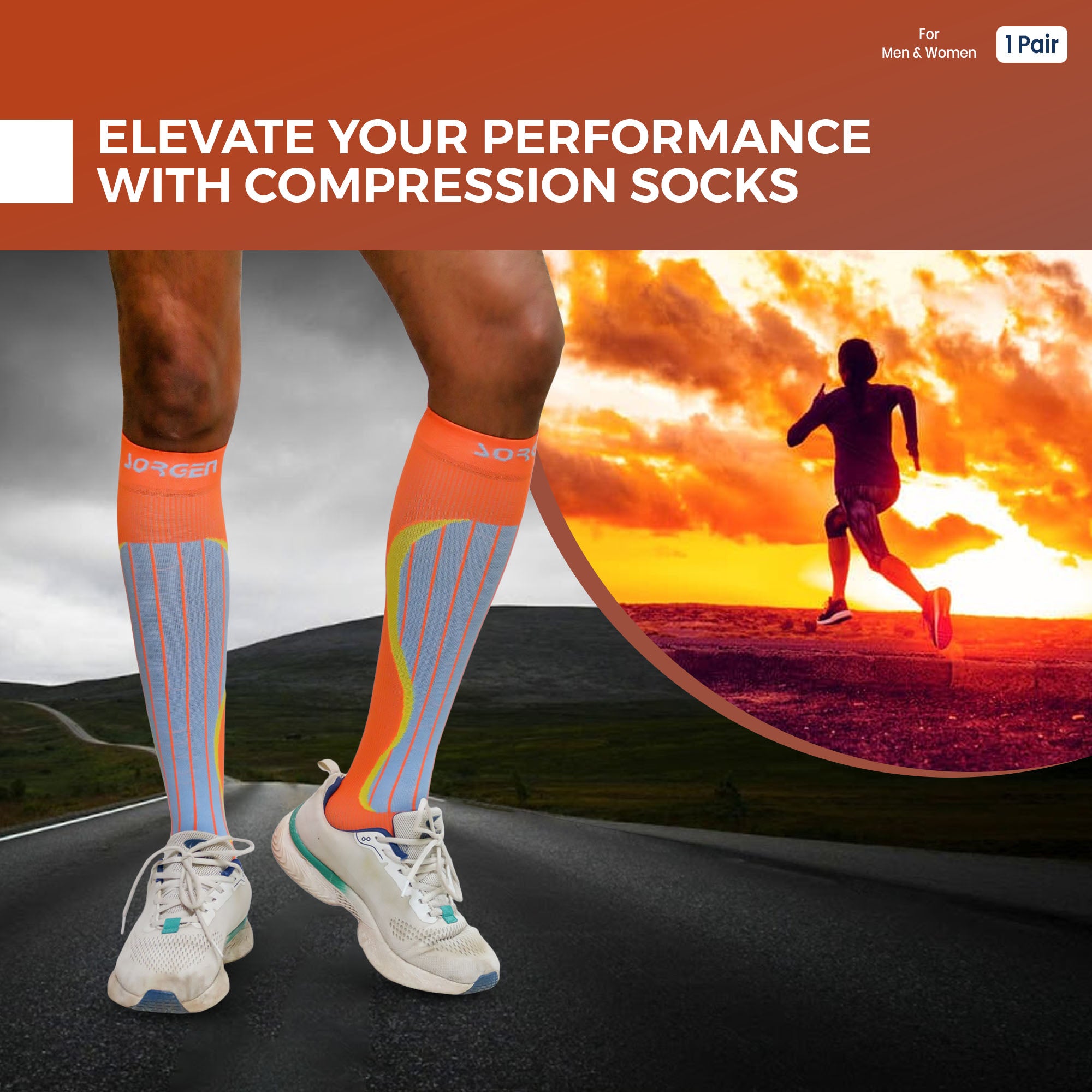 Sorgen® Compression Sports Socks Neon Orange