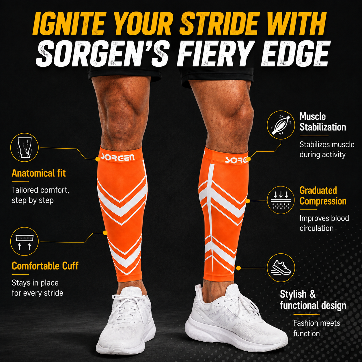 Sorgen® Performance Calf Sleeves Orange Blaze