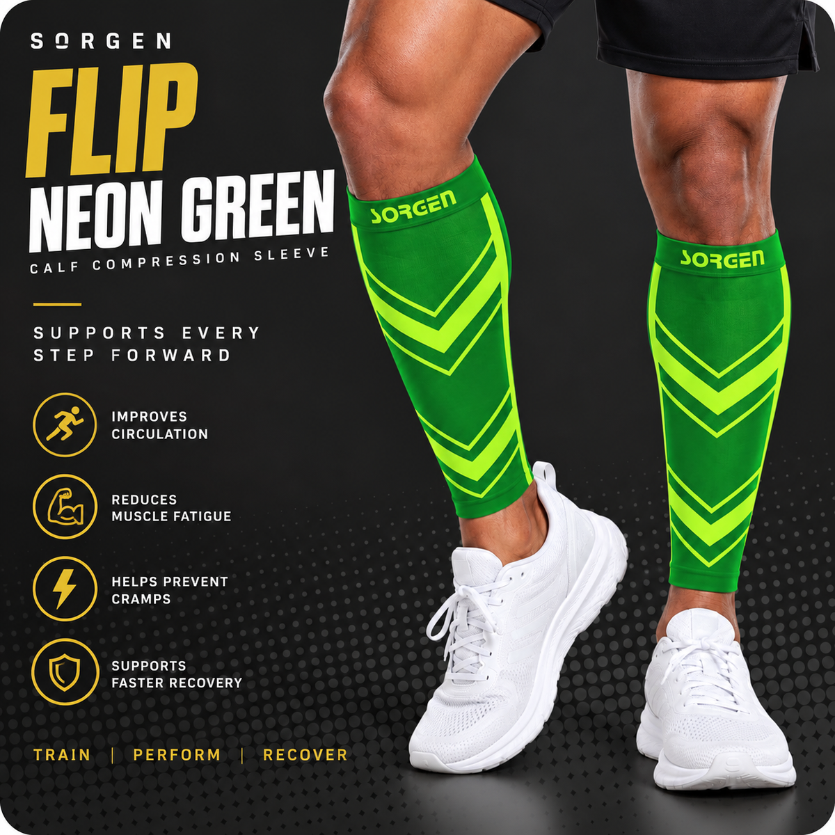 Sorgen® Performance Calf Sleeves Flip Neon Green