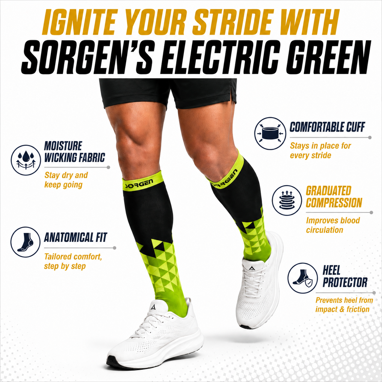 Sorgen® Compression Sports Socks Electric Green
