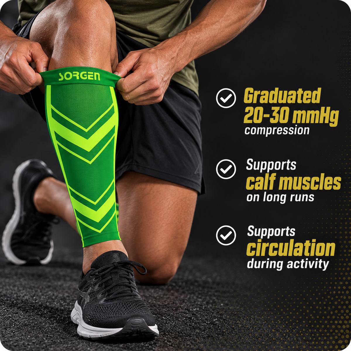 Sorgen® Performance Calf Sleeves Flip Neon Green