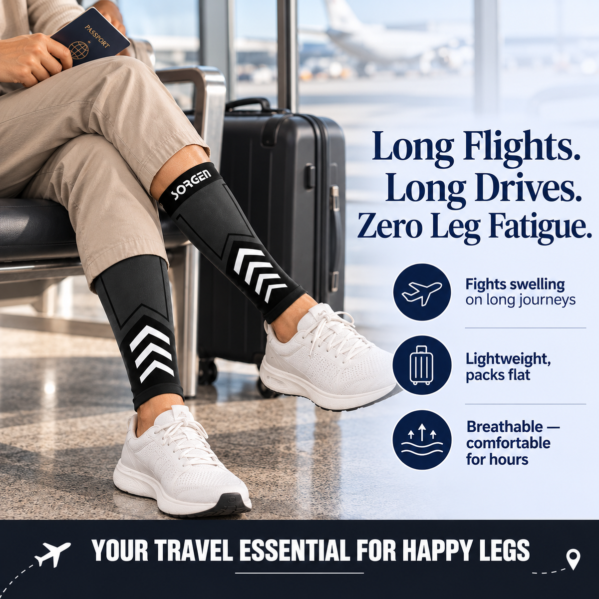 Sorgen® Copper Infused Graphite Black Calf Sleeves  | Travel | Maternity | For Everyday Wear (Copy)