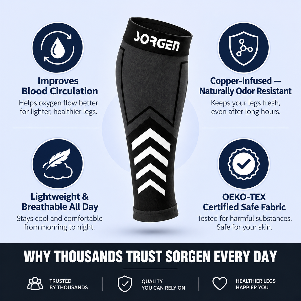 Sorgen® Copper Infused Graphite Black Calf Sleeves  | Travel | Maternity | For Everyday Wear (Copy)