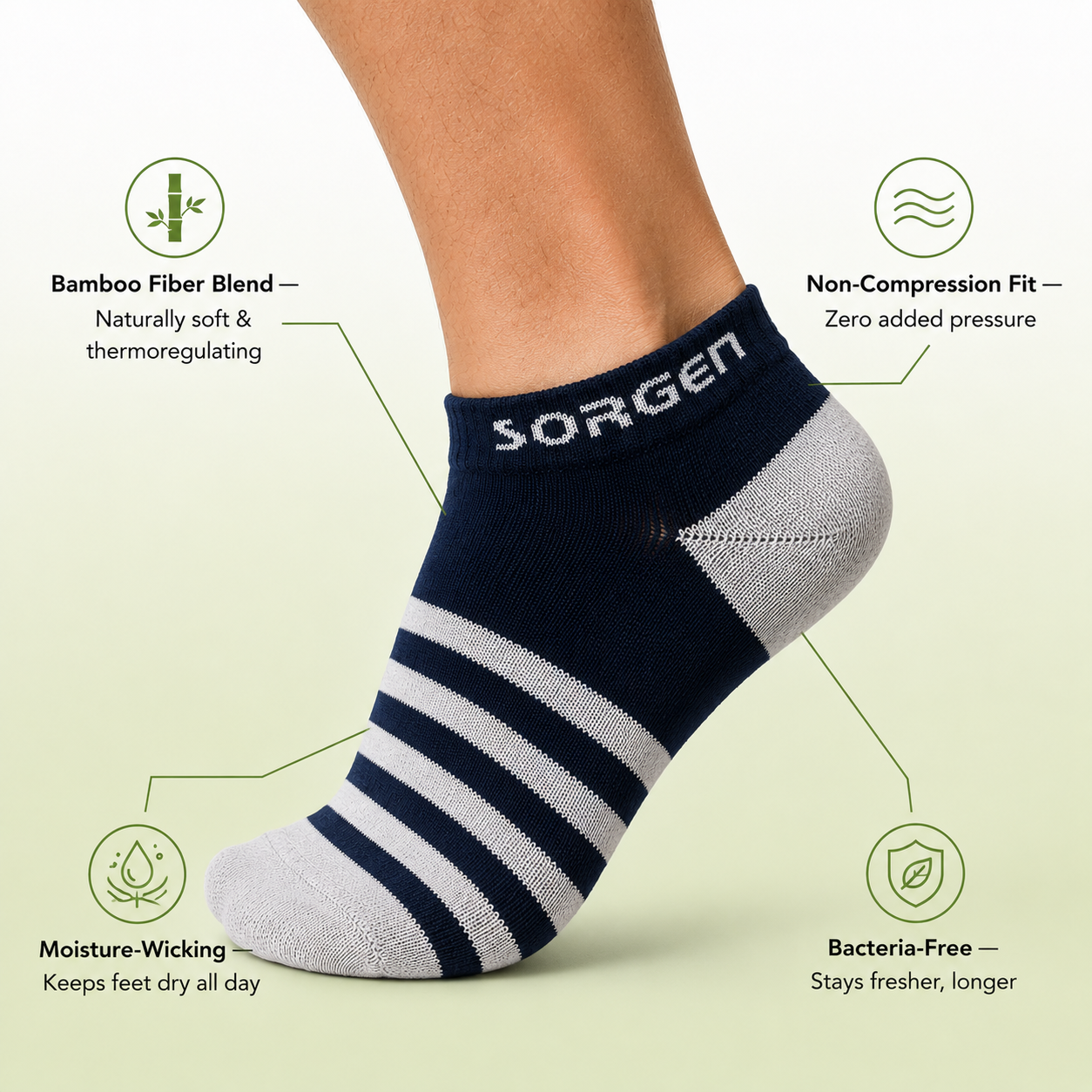 Sorgen Bamboo Comfort Ankle Socks | Non-Compression