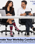 Sorgen® Copper Infused Crimson Stripes Compression Socks  | Travel | Maternity | For Everyday Wear