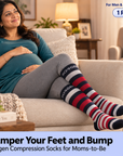 Sorgen® Copper Infused Crimson Stripes Compression Socks  | Travel | Maternity | For Everyday Wear