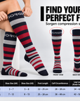 Sorgen® Copper Infused Crimson Stripes Compression Socks  | Travel | Maternity | For Everyday Wear