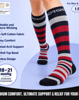Sorgen® Copper Infused Crimson Stripes Compression Socks  | Travel | Maternity | For Everyday Wear
