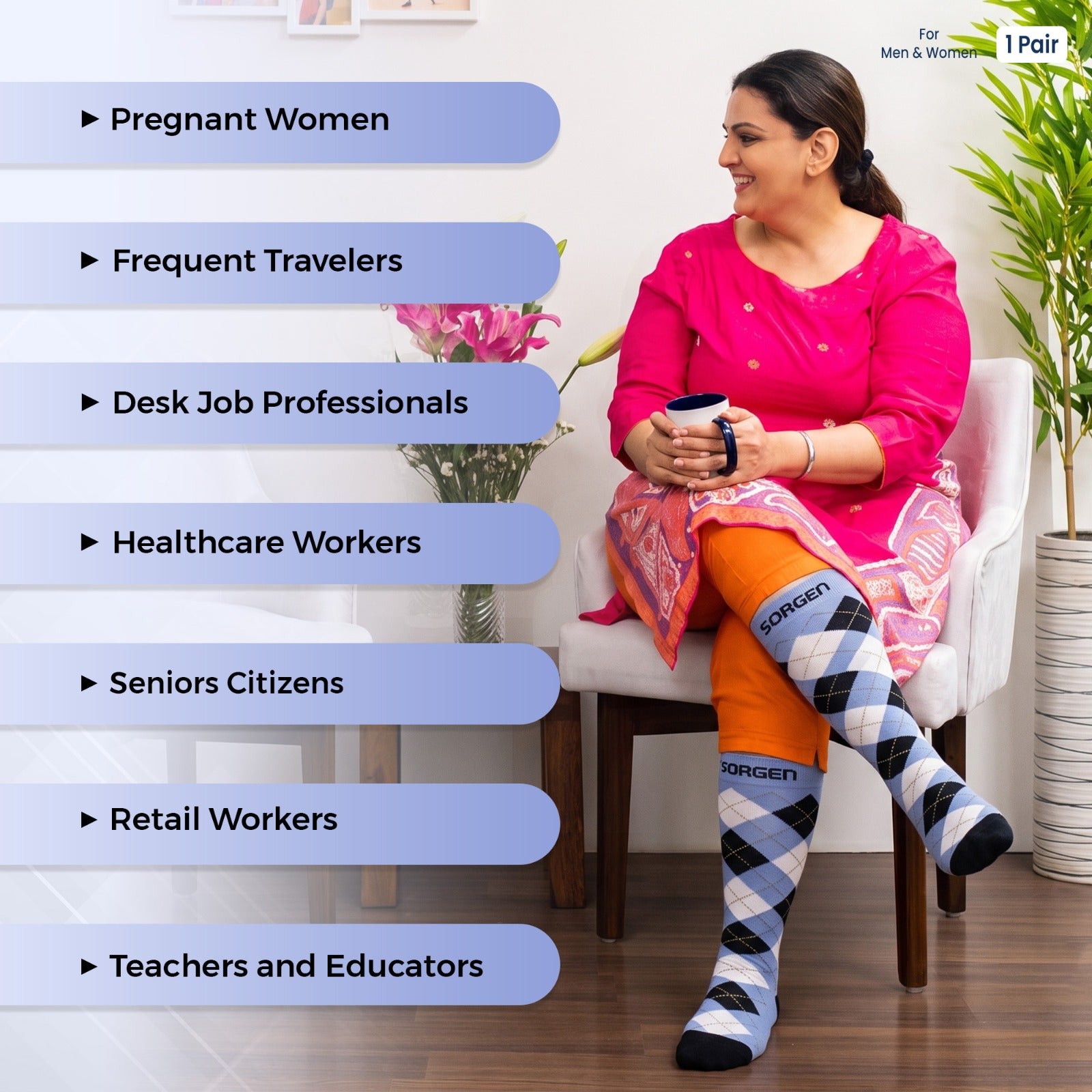 Sorgen® Copper Infused Breezy Blue Compression Socks  | Travel | Maternity | For Everyday Wear