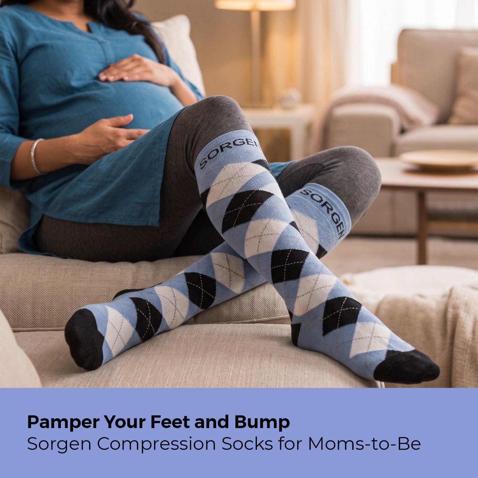 Sorgen® Copper Infused Breezy Blue Compression Socks  | Travel | Maternity | For Everyday Wear