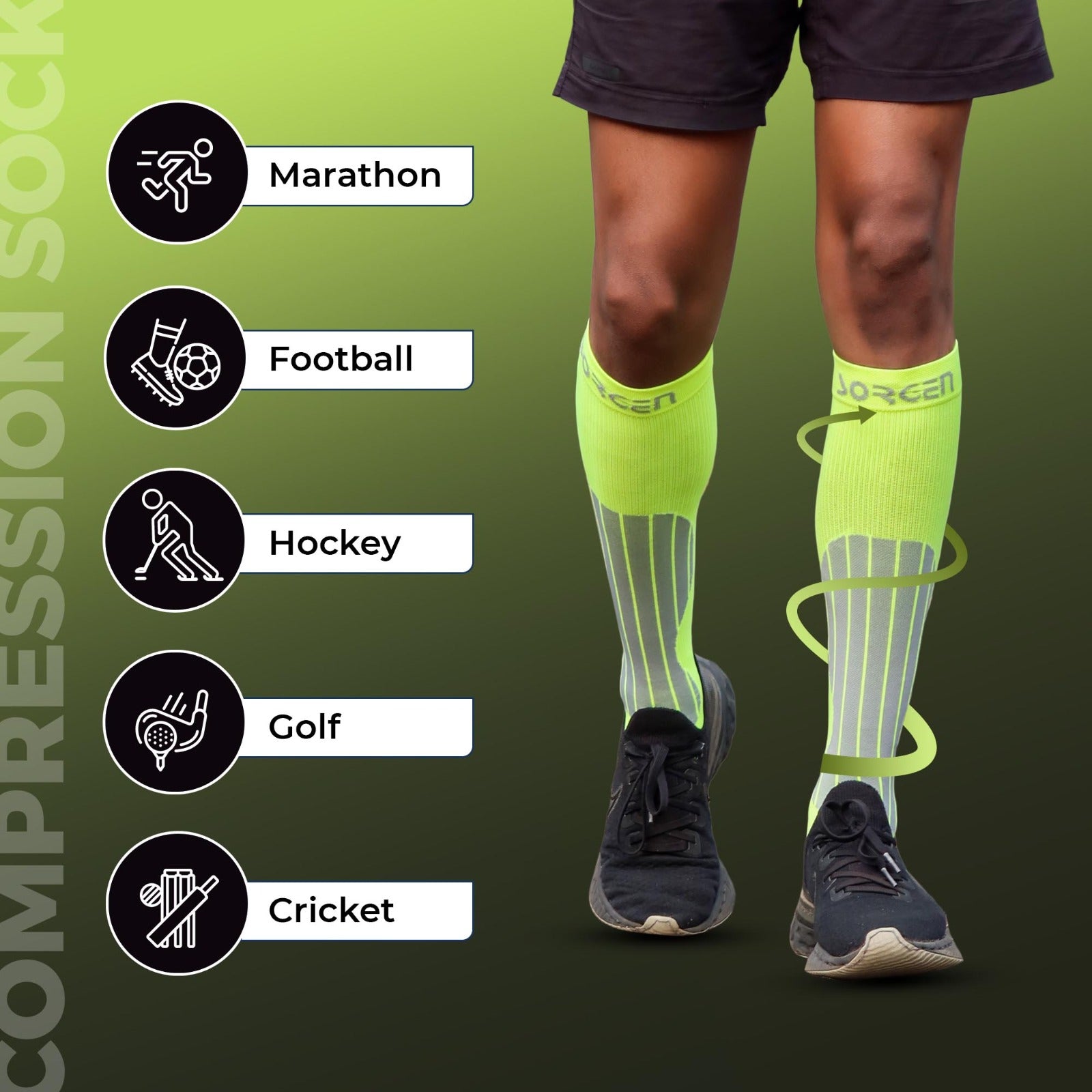 Sorgen® Compression Sports Socks Neon Green