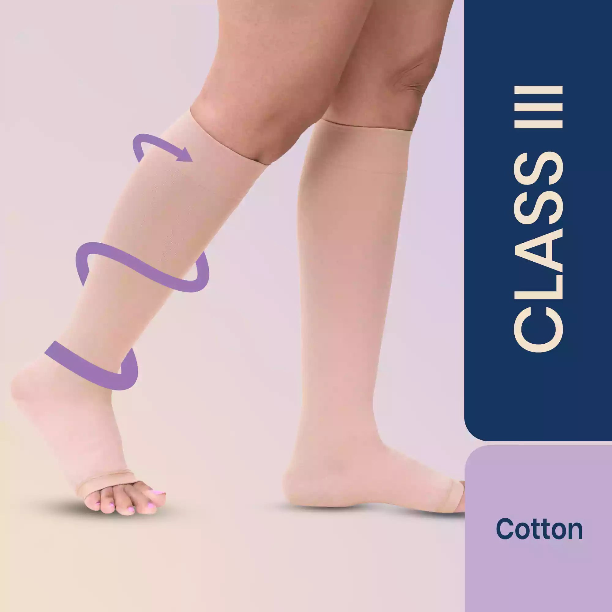 Medtex Class-3 Cotton compression stockings for Varicose Veins - Knee/Thigh  Length